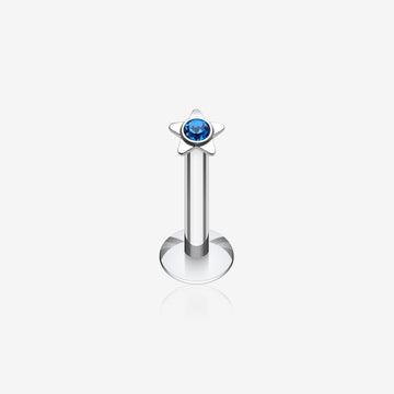 Sparkle Star Top Internally Threaded Labret-Blue
